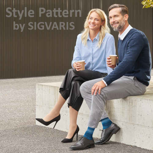 Anwendung Sigvaris Style Pattern in blue jeans mit casual Kleidungsstil