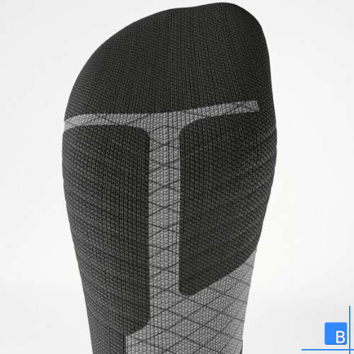 Detail der Sohle mit Zonen gegen Druckstellen und Blasen