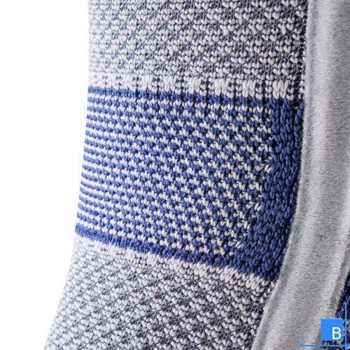 Hoch-Tief Gestrick in der Kniekehle für maximalen Komfort und Schutz der Haut