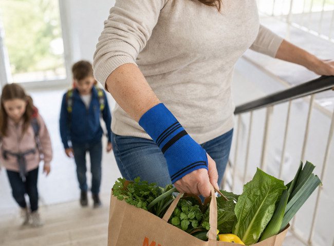 ActiveColor Handgelenkbandage im Alltag - Einkaufen und heben leicht gemacht