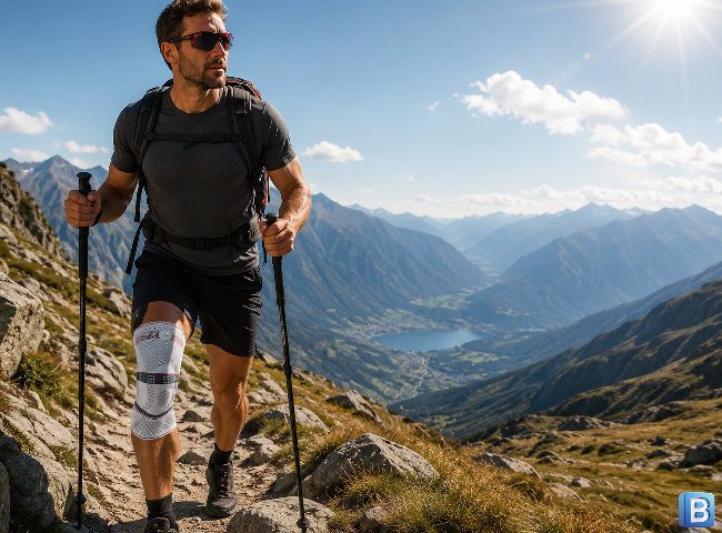 Bort Select StabiloGen Kniebandage beim Wandern im Sommer