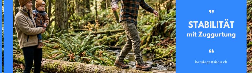 Wandern draussen - Stabilität am Sprunggelenk durch Zuggurtung